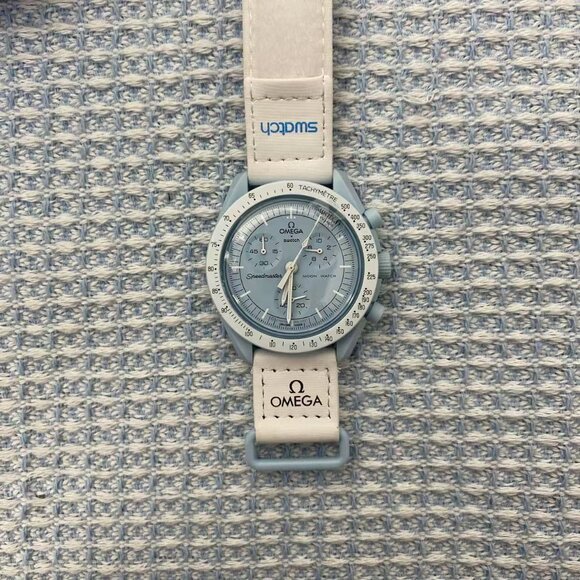🔥Swatch x Omega Uranus ChronographBioceramic Pale Blue